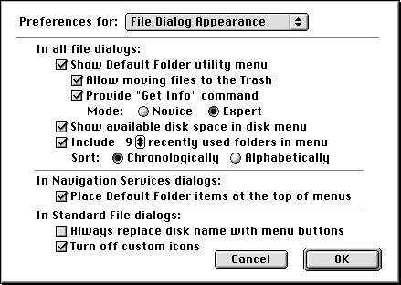 File Dialog Appearance Preferences